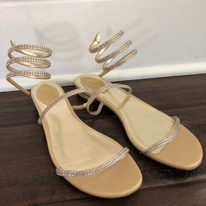 Gently Used Rene Caovilla Gold Sandals Size 40.5